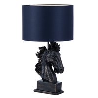 Harry Horse Table Lamp with Navy Shade,  Black