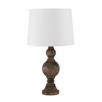 Henlock Wooden Table Lamp with White Shade,  Grey