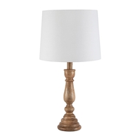 Henlock Wooden Table Lamp with White Shade,  Natural