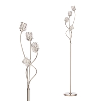 Julianne Crystal Cylinder Floor Lamp,  Satin Nickel