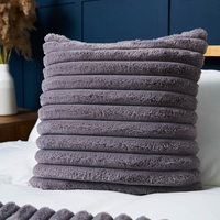 Jumbo Cord Cushion with Plain Velvet Backing,  Grey