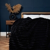 Jumbo Cord Throw with Plain Velvet Backing,  Black