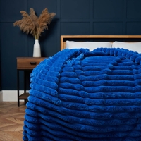 Jumbo Cord Throw with Plain Velvet Backing,  Cobalt Blue