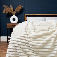 Jumbo Cord Throw with Plain Velvet Backing,  Cream