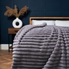 Jumbo Cord Throw with Plain Velvet Backing,  Grey