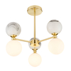Lacey Marble Semi Flush Ceiling Light,  Brass