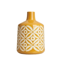 Large Petal Patterned Ceramic Vase,  Ochre
