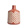 Large Petal Patterned Ceramic Vase,  Terracotta