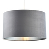 Large Velvet Easyfit Shade,  Grey and Satin Nickel
