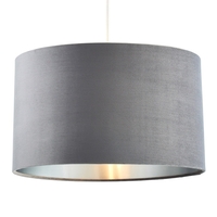 Large Velvet Easyfit Shade,  Grey and Satin Nickel