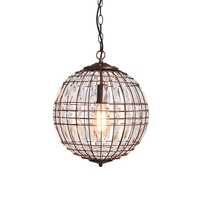 Leanne 1 Light Small Glass Crystal Ball Pendant,  Bronze
