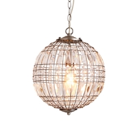 Leanne 1 Light Small Glass Crystal Ball Pendant,  Pewter