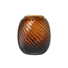 Lenticular Spiral Cognac Glass Vase,  Amber