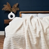 Luxury Embossed Rabbit Faux Fur Throw,  Cream