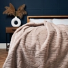 Luxury Embossed Rabbit Faux Fur Throw,  Tan