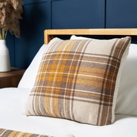Luxury Warm Check Cushion with Sherpa,  Ochre