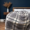 Luxury Warm Check Throw with Sherpa,  Grey