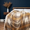 Luxury Warm Check Throw with Sherpa,  Ochre