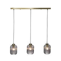 Lyna Ceiling Diner Pendant Bar with Smoked Glass Shades,  Satin Brass