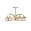 Lyna Large Semi Flush Ceiling Light with Smoked Glass Shades,  Satin Brass