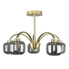 Lyna Large Semi Flush Ceiling Light with Smoked Glass Shades,  Satin Brass