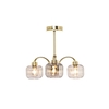 Lyna Small Semi Flush Ceiling Light with Smoked Glass Shades,  Satin Brass