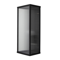Maurice Box Frame Outdoor Wall Light with Ribbed Glass,  Black
