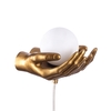 Max Hands Holding Ball Wall or Table Lamp,  Antique Brass