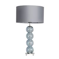 Metro Ball Stacked Table Lamp with Blue Glass Base,  Nickel