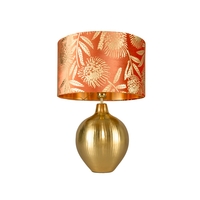 Mica Onion Shaped Table Lamp,  Orange and Brass