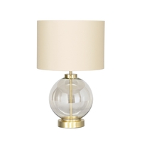 Mini Metro Champagne Glass Sphere Table Lamp,  Satin Brass