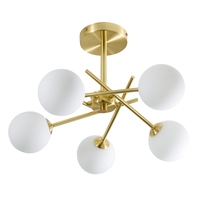 Nera Cross Arm Bathroom Semi Flush Ceiling Light,  Satin Brass