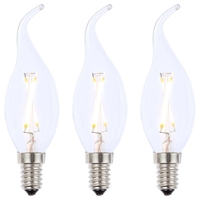 Pack of 2W LED SES E14 Vintage Filament Candle Bulbs,  Clear