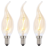 Pack of 2W LED SES E14 Vintage Filament Candle Bulbs,  Tinted