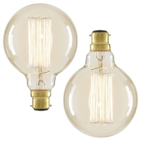 Pack of 40W BC B22 Vintage Filament Globe Bulbs,  Clear