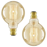 Pack of 40W BC B22 Vintage Filament Globe Bulbs,  Tinted