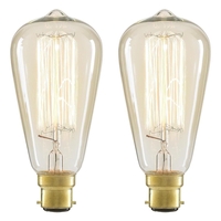 Pack of 40W BC B22 Vintage Filament Teardrop Bulbs,  Clear