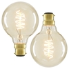 Pack of 40W BC B22 Vintage Globe Filament Bulbs,  Clear