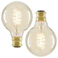 Pack of 40W BC B22 Vintage Globe Filament Bulbs,  Clear