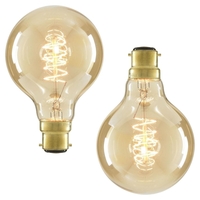 Pack of 40W BC B22 Vintage Globe Filament Bulbs,  Tinted