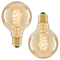 Pack of 40W ES E27 Vintage Globe Filament Bulbs,  Tinted