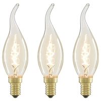 Pack of 40W SES E14 Bent Tip Vintage Filament Candle Bulbs,  Clear