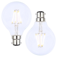 Pack of 4W LED BC B22 Vintage Filament Globe Bulbs,  Clear