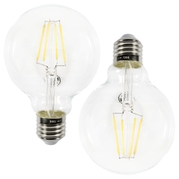 Pack of 4W LED ES E27 Vintage Filament Globe Bulbs,  Clear