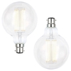 Pack of 6W LED BC B22 Vintage Filament Large Globe Bulbs,  Clear