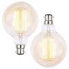 Pack of 6W LED BC B22 Vintage Filament Large Globe Bulbs,  Tinted