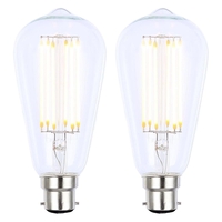 Pack of 6W LED BC B22 Vintage Filament Teardrop Bulbs,  Clear