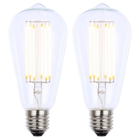 Pack of 6W LED ES E27 Vintage Filament Teardrop Bulbs,  Clear