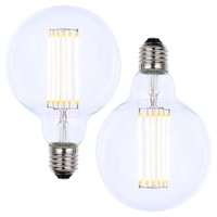 Pack of 6W LED ES E27 Vintage Filament Large Globe Bulbs,  Clear
