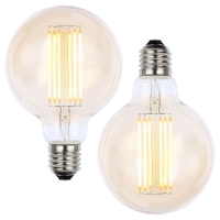 Pack of 6W LED ES E27 Vintage Filament Large Globe Bulbs,  Tinted